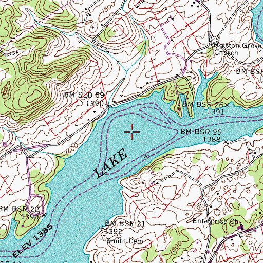 Topographic Map of Stoney Cross Island (historical), TN