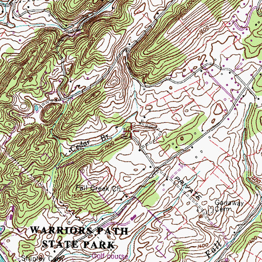 Topographic Map of Stony Point Church (historical), TN