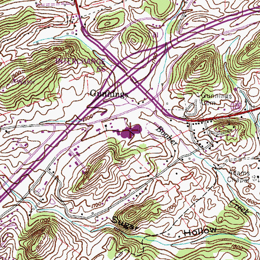 Topographic Map of Sullivan Central High School, TN