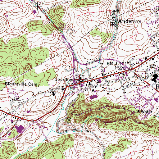 Topographic Map of Sullivan County Courthouse, TN