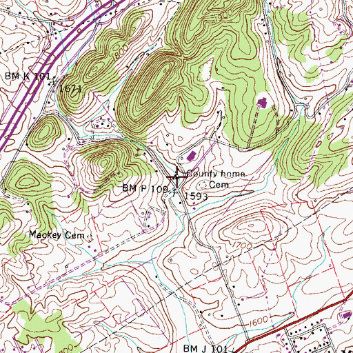 Topographic Map of Sullivan County Farm (historical), TN