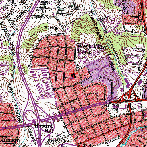 Topographic Map of West View Elementary School, TN