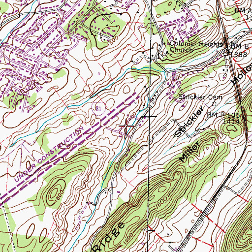Topographic Map of Woodstone Estates, TN