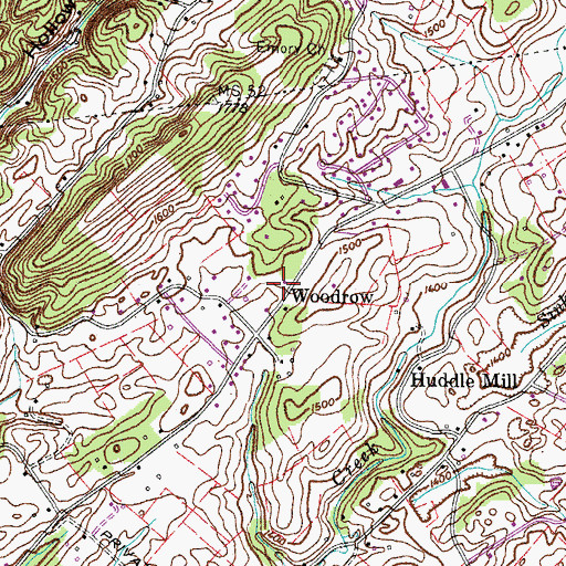 Topographic Map of Woodrow School (historical), TN