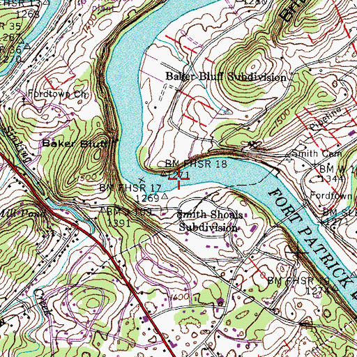 Topographic Map of Yoakley Ferry (historical), TN