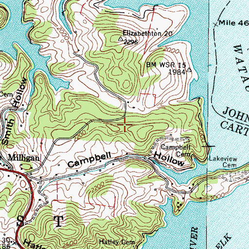 Topographic Map of Younce Prospect, TN