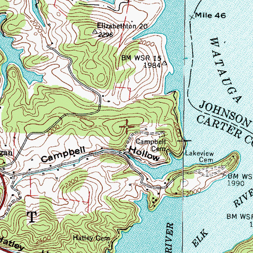 Topographic Map of Dubault Prospect, TN