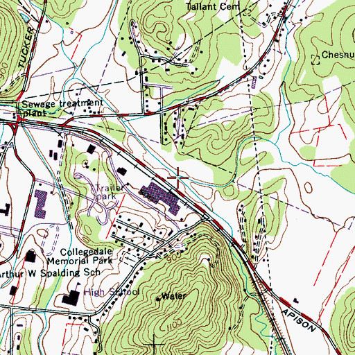Topographic Map of Chestnut Creek, TN