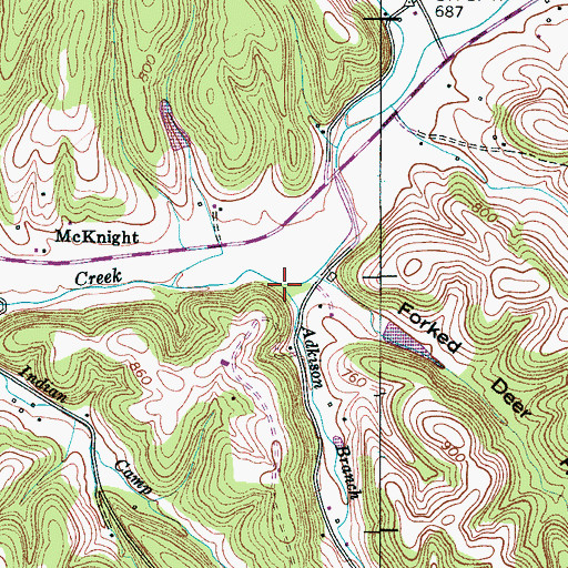 Topographic Map of Adkison Branch, TN