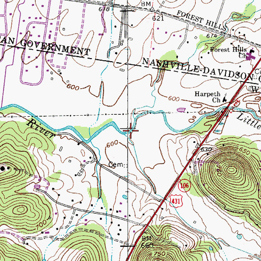 Topographic Map of Beech Creek, TN