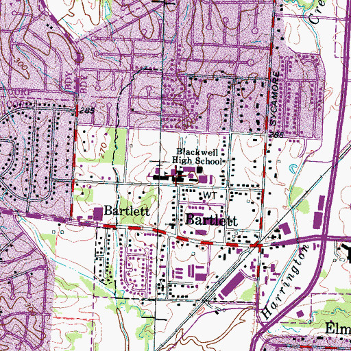 Topographic Map of Blackwell High School, TN