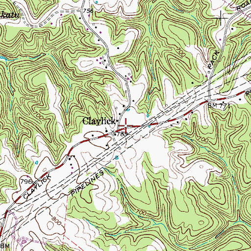 Topographic Map of Claylick, TN