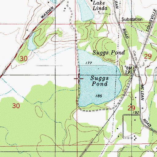 Topographic Map of Suggs Dam, AL