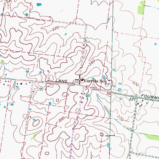 Topographic Map of Currins School, TN