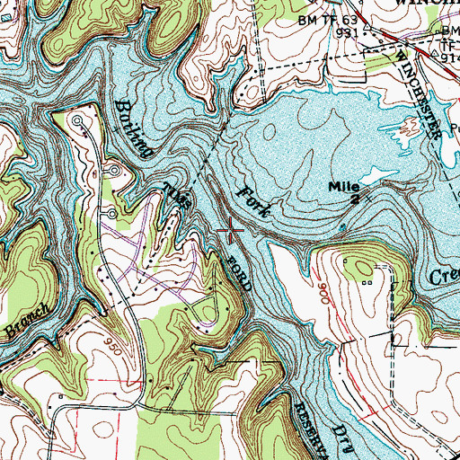 Topographic Map of Dry Creek, TN