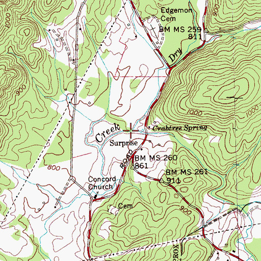 Topographic Map of Dry Fork, TN