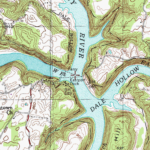 Topographic Map of East Fork Obey River, TN