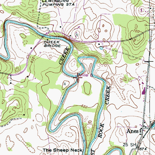Topographic Map of East Rock Creek, TN