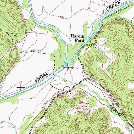 Topographic Map of Factory Creek, TN