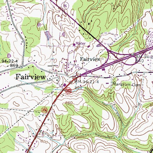 Topographic Map of Fairview, TN