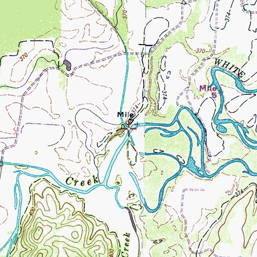 Topographic Map of Flats Creek, TN