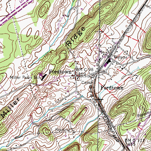 Topographic Map of Fordtown, TN