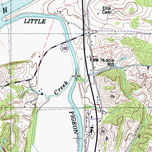 Topographic Map of Gists Creek, TN