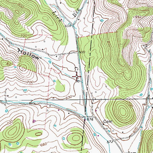 Topographic Map of Green Hollow, TN