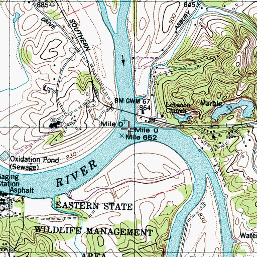 Topographic Map of Holston River, TN