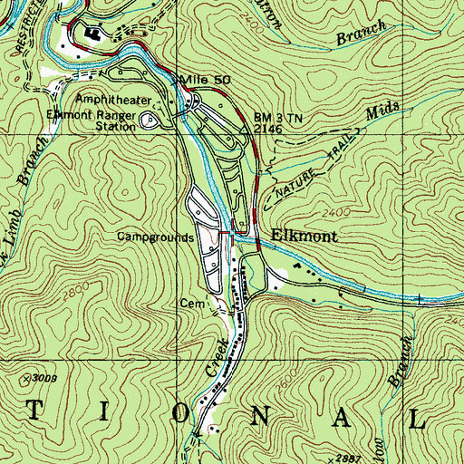 Topographic Map of Jakes Creek, TN