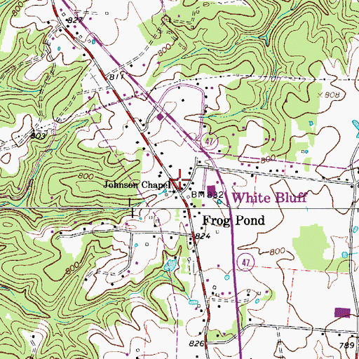 Topographic Map of Johnson Chapel, TN