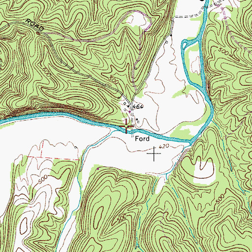 Topographic Map of Jordan Branch, TN