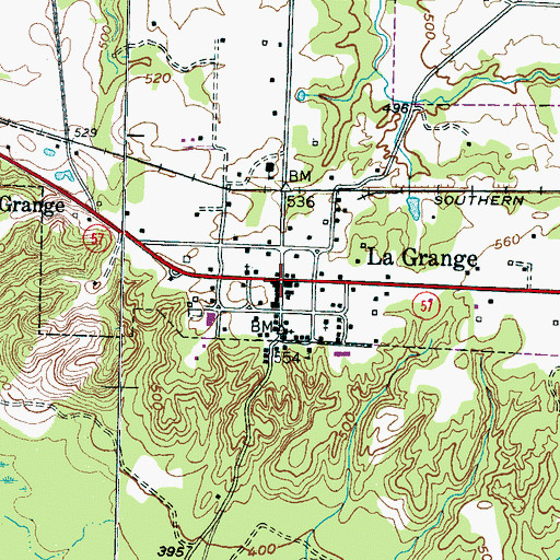 Topographic Map of La Grange, TN