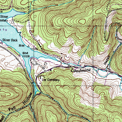 Topographic Map of Leadmine Bend Creek, TN