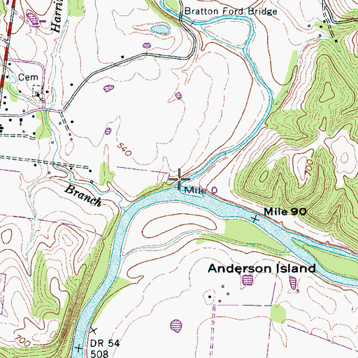 Topographic Map of Lick Creek, TN