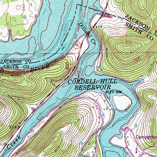 Topographic Map of Little Indian Creek, TN