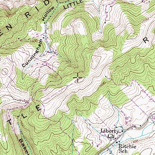 Topographic Map of Little Ridge, TN