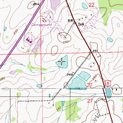 Topographic Map of Frank Davis Lake, AL