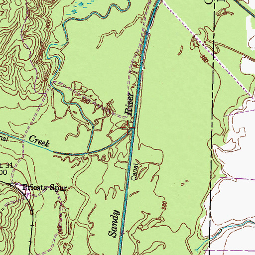 Topographic Map of Martin Creek, TN