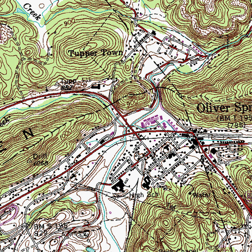 Topographic Map of Middle Creek, TN