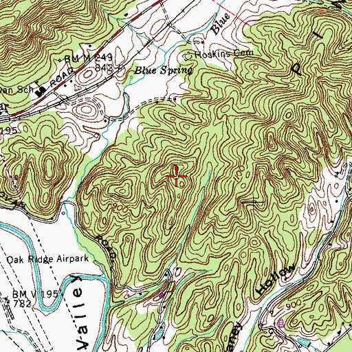 Topographic Map of Pine Ridge, TN