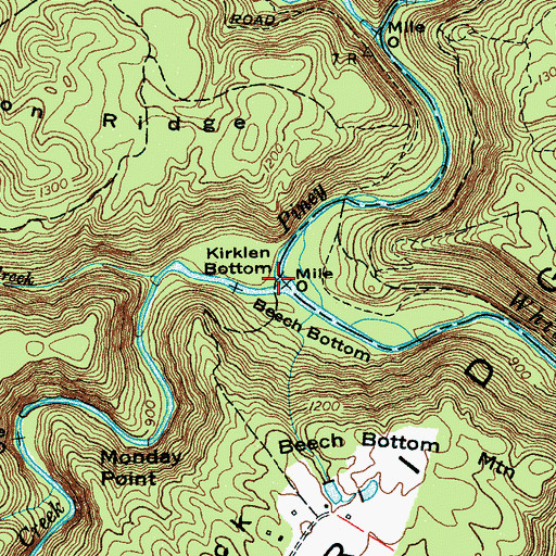 Topographic Map of Piney Creek, TN