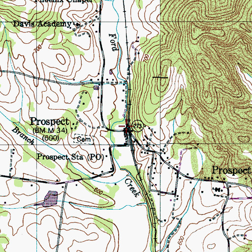Topographic Map of Prospect, TN