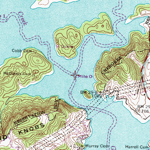 Topographic Map of Ray Creek, TN