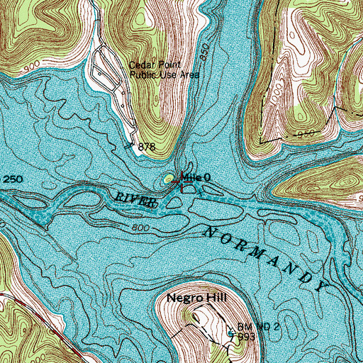 Topographic Map of Riley Creek, TN