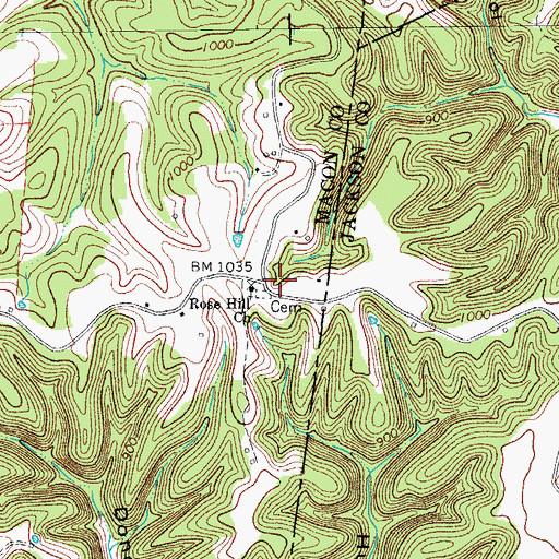 Topographic Map of Rose Hill Church, TN
