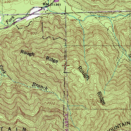 Topographic Map of Rough Ridge, TN