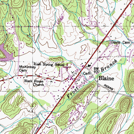 Topographic Map of Rush Strong School, TN