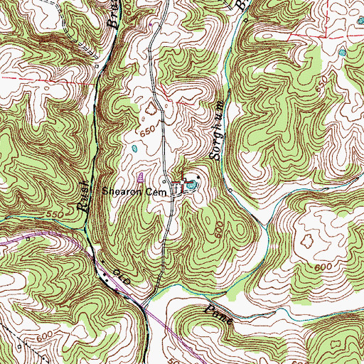 Topographic Map of Shearon Cemetery, TN