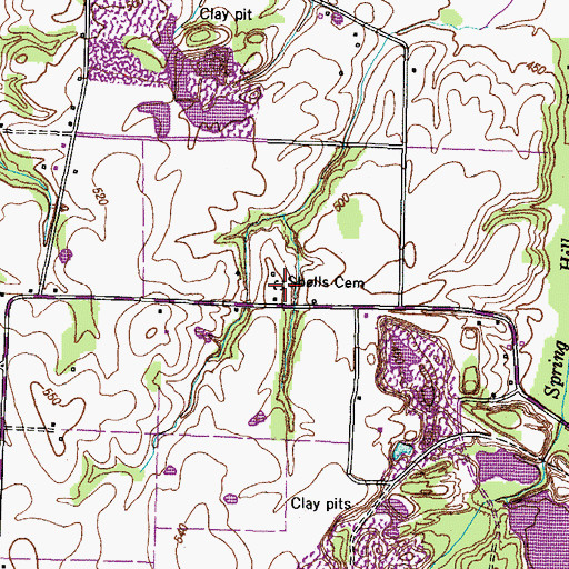 Topographic Map of Shells Cemetery, TN